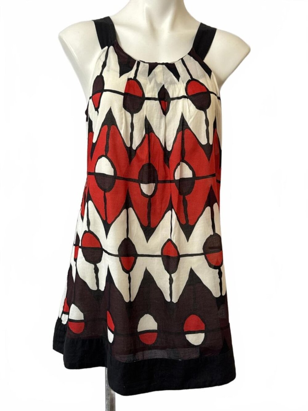 Twenty One Sleeveless Geometric Print Tunic Top Red/Black/White - M